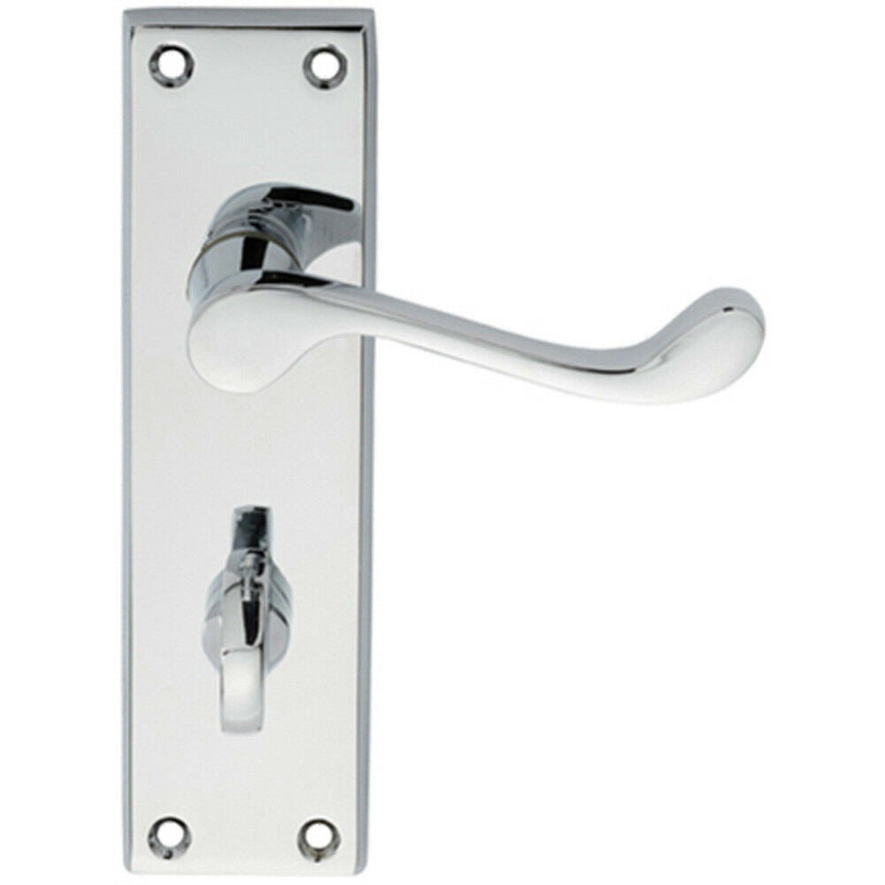 Loops PAIR Victorian Scroll Lever on Bathroom Backplate 150 x 43mm Polished Chrome