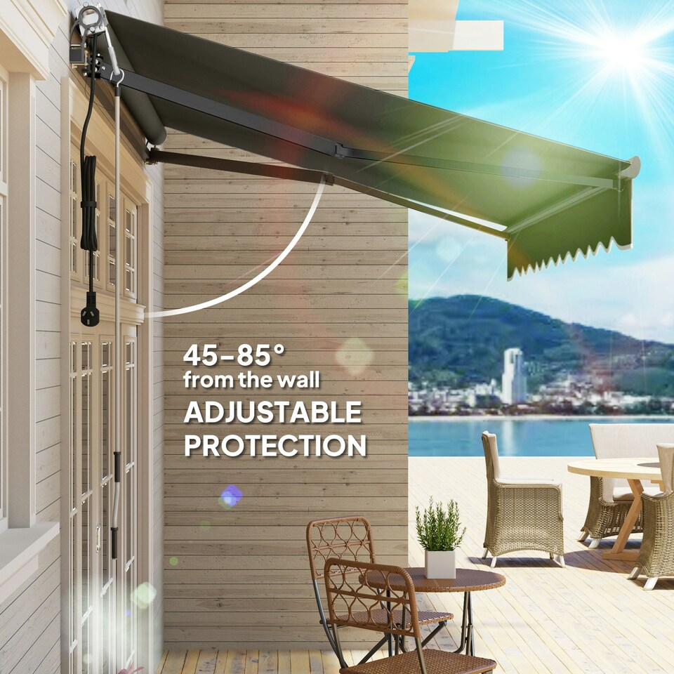 image 1 of Outsunny Electric Retractable Awning w/ Aluminium Frame Beige Grey | Dark Grey