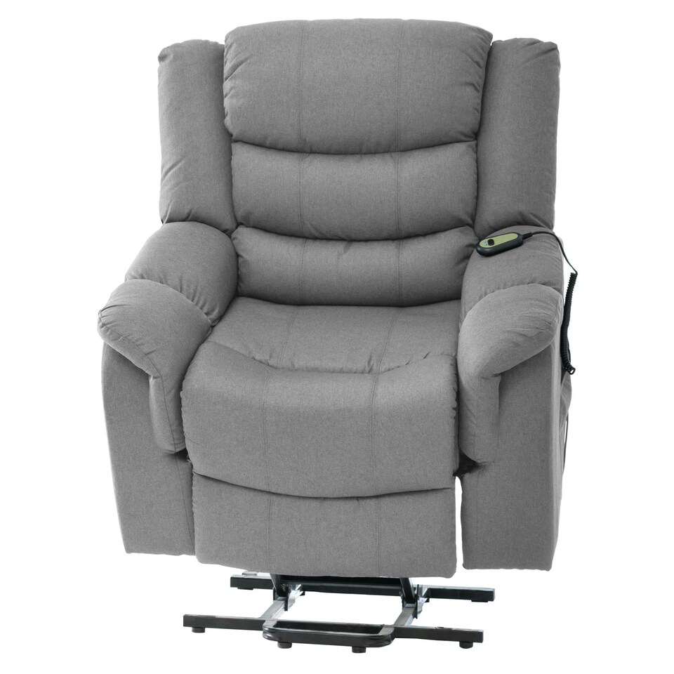 image 1 of Colfax Electric Riser Recliner with Massage and Heat - Light Grey