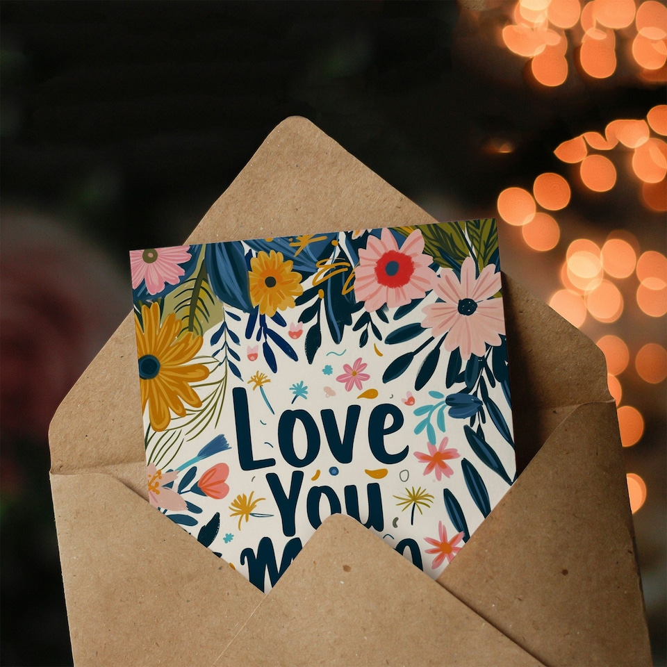 image 1 of Mothers Day Card Love You Bright Floral Flowers Mum Card