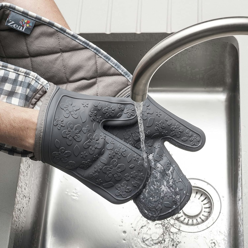 image 1 of Zeal Steam Stop™ Waterproof Silicone Double Oven Glove | Grey | Dark Grey