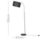 image 2 of ValueLights Curva Gloss Black Floor Lamp with Medium Black Drum Shade and LED Bulb | Black