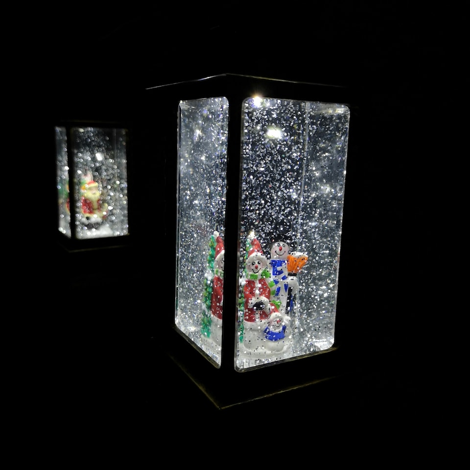 image 1 of 27cm Premier Christmas Water Spinners Antique Effect Lantern Choose from Santa or Snowmen
