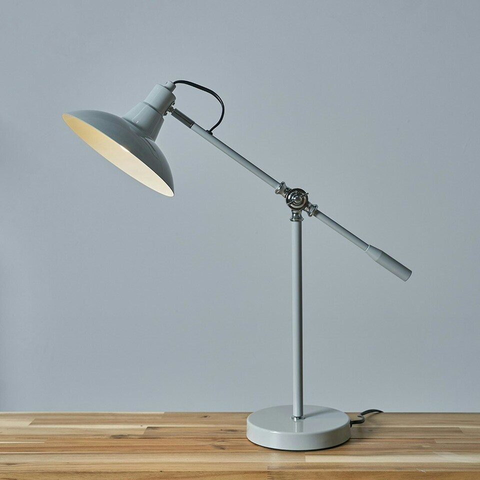 image 1 of ValueLights Civic Painted Grey Table Lamp and E14 Golfball LED 4W Warm White 3000K Bulb