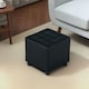 image 7 of HOMCOM Square Footstool Small Ottoman with Wood Legs for Bedroom Grey | Dark Grey