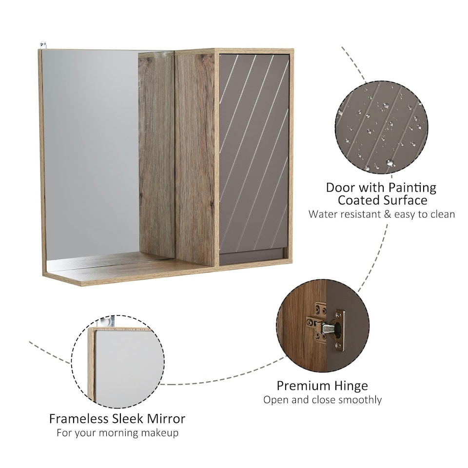 image 1 of HOMCOM 49x57cm Wall Mounting Bathroom Cabinet & Mirror Shelf Door Home Storage