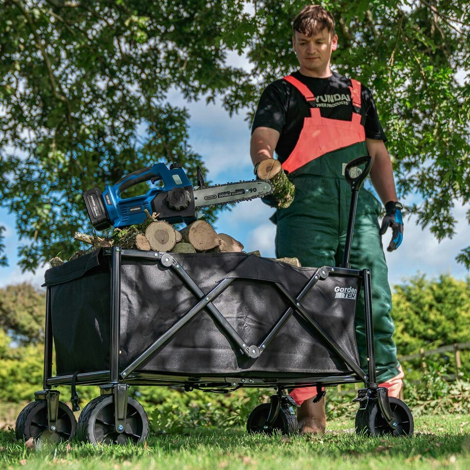 image 1 of GardenTek Garden Festival Trolley / Cart / Wagon Wheels, 120kg Load, 135L Capacity with Brakes | GTW260