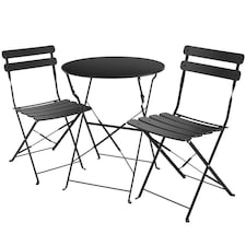 Garden Table and Chairs Frieda - 2 seater, for balconies, patios and terraces, folding and lightweight | Black | black | 1
