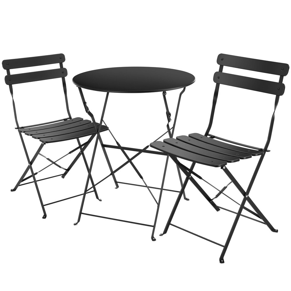 image 1 of Garden Table and Chairs Frieda - 2 seater, for balconies, patios and terraces, folding and lightweight | Black | black | 1
