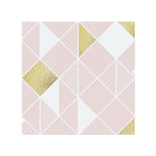 Pink & Gold Geometric Splash Back | White