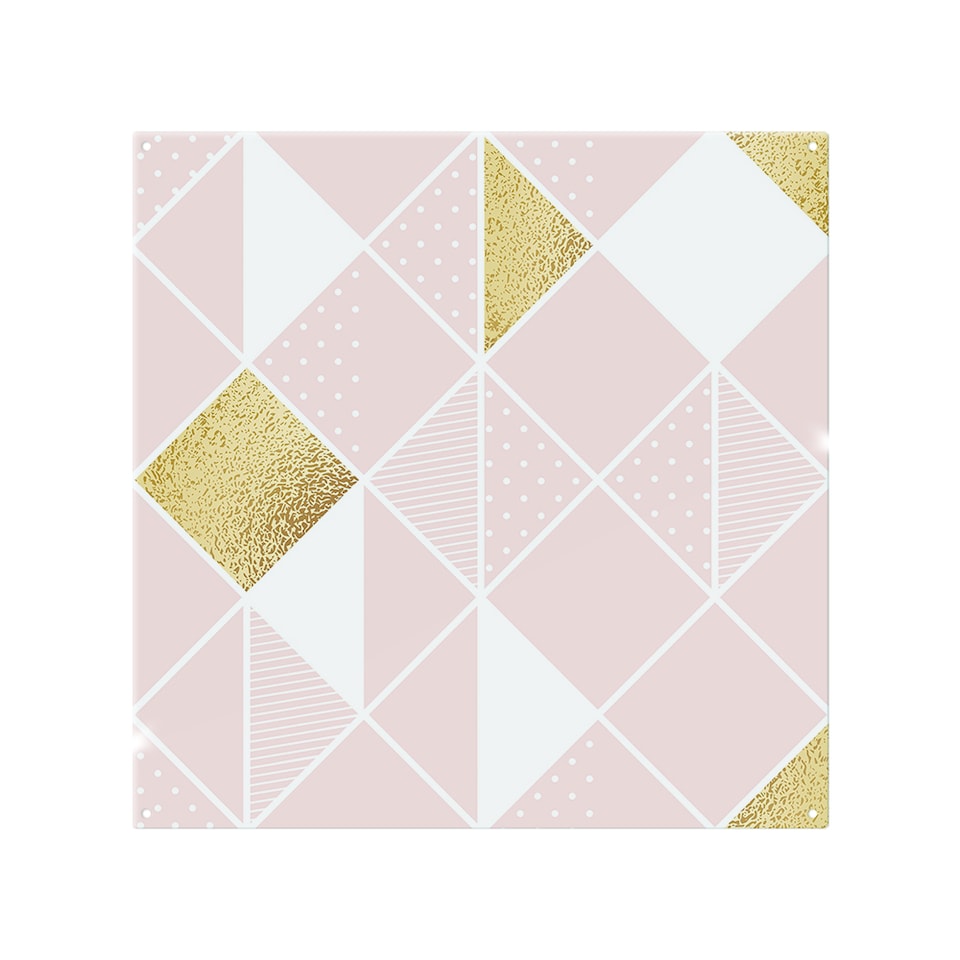 image 1 of Pink & Gold Geometric Splash Back | White