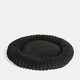 image 3 of OHS Ribbed Round Plush Plump Soft Warm Cosy Pet Dog Cat Cushioned Donut Bed Black | M