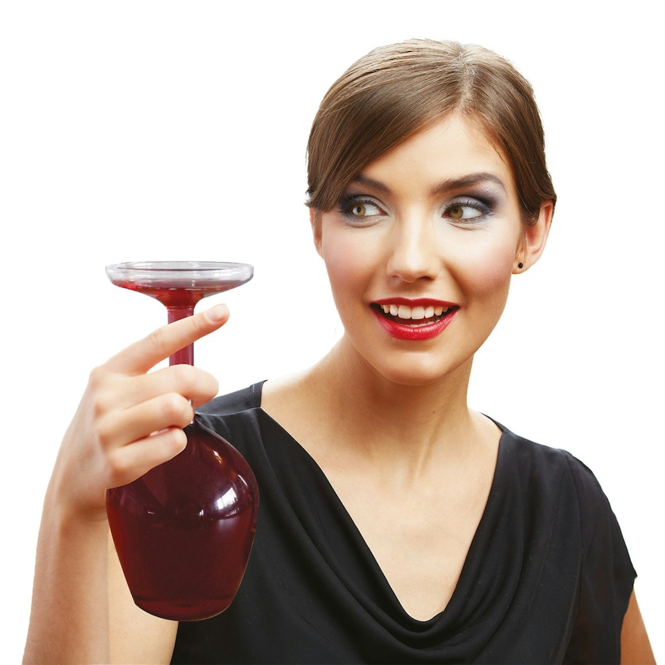 image 1 of Upside Down Wine Glass Clear