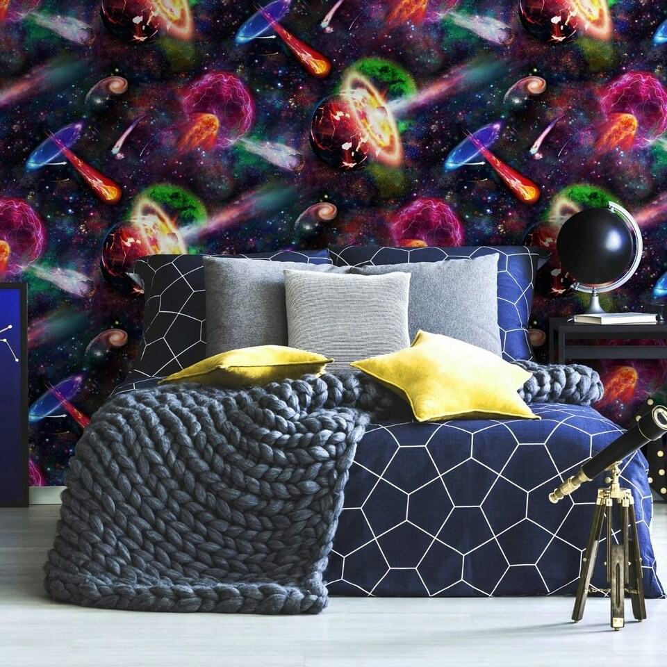 image 1 of Holden Décor Nebula Space Wallpaper - Multicoloured - 10m x 53cm Multi