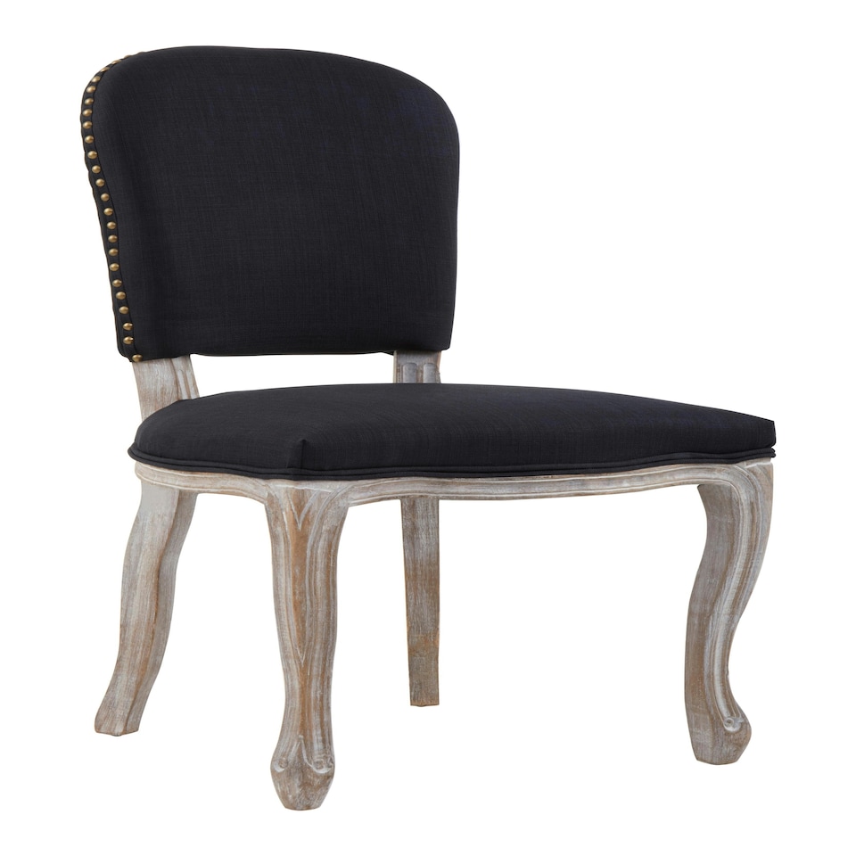 image 1 of Interiors by Premier Black Dining Chair with Wooden Legs, Velvet Dining Chair, Cozy Small Accent Chair for Living Room