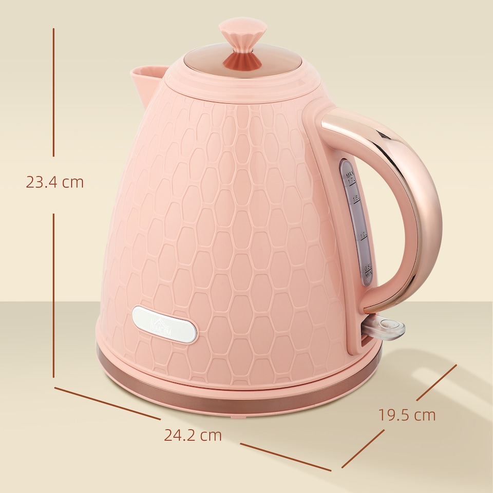 image 1 of HOMCOM Electric Kettle, 1.7L, Fast Boil, 3kW Cordless Water Kettle with Removable Washable Anti-scale Filter, Auto Shut-off, 360degree Swivel, UK Otter Thermostat, BPA Free, Light Pink