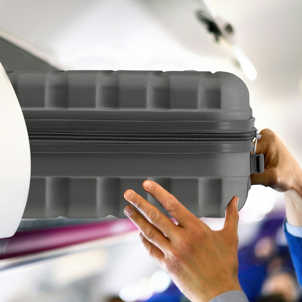 image 1 of Flight Knight 55x40x23cm Cabin Bag, Suitcase for Lufthansa & Over 30 Airlines Including British Airways, EasyJet - Lightweight 4 Wheel Carry On Suitcase | Grey | Charcoal | Cabin Bag