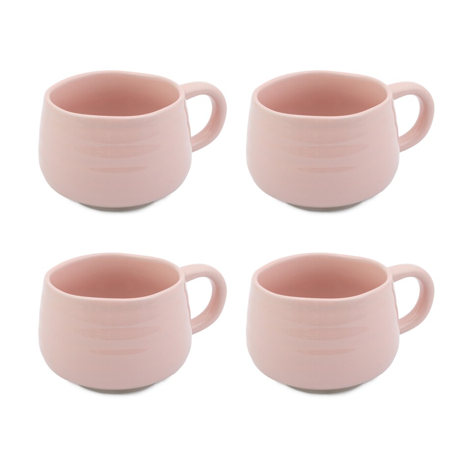 image 1 of Jamie Oliver Big Love Pink Stoneware Mugs, Set of 4, 375ml | Pink | Pink