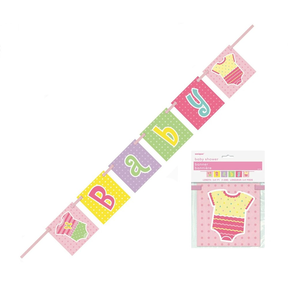 Unique Party Polka Dot Baby Shower Bunting - Multicoloured - 3.4ft