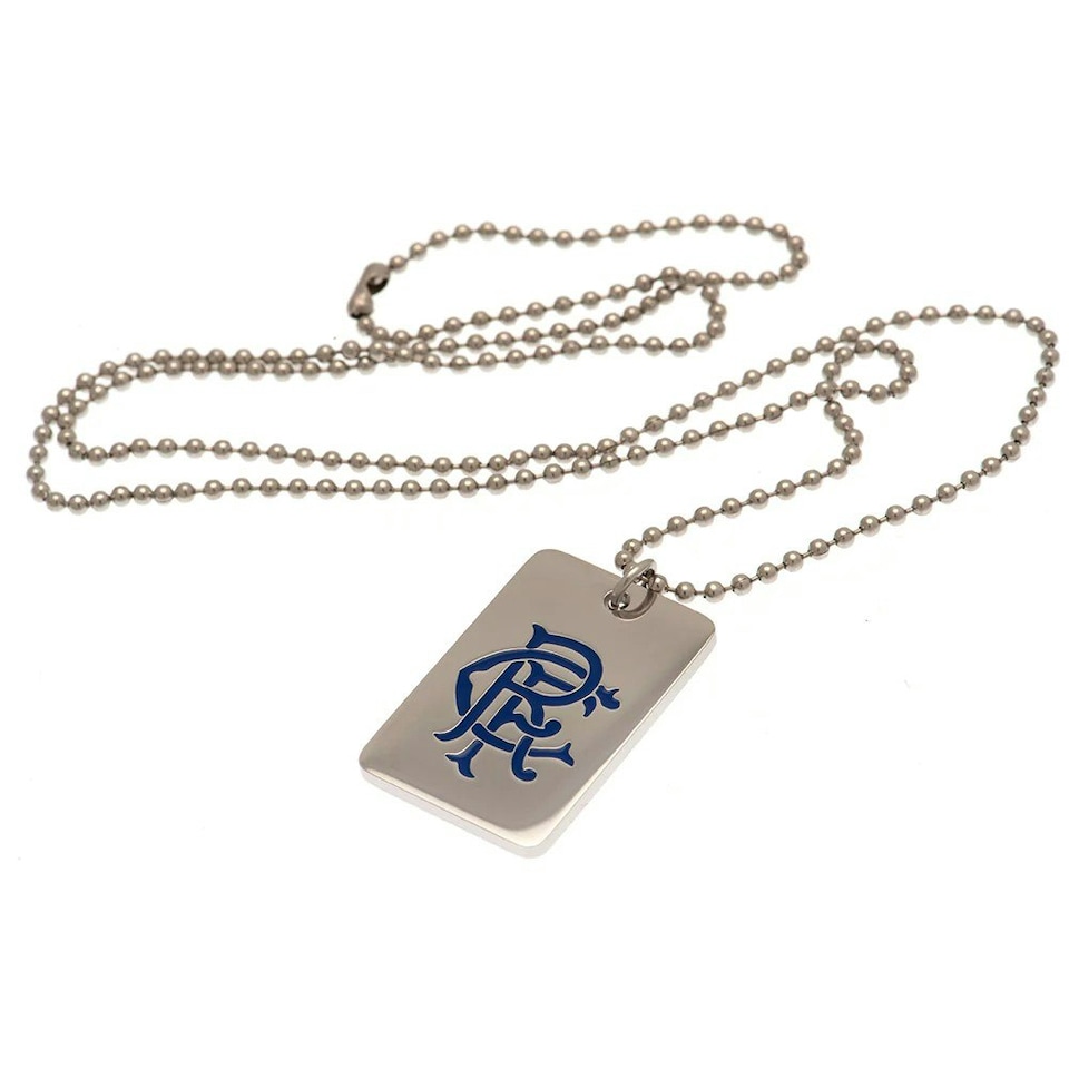 image 1 of Rangers FC Enamel Crest Dog Tag And Chain - Silver - One Size