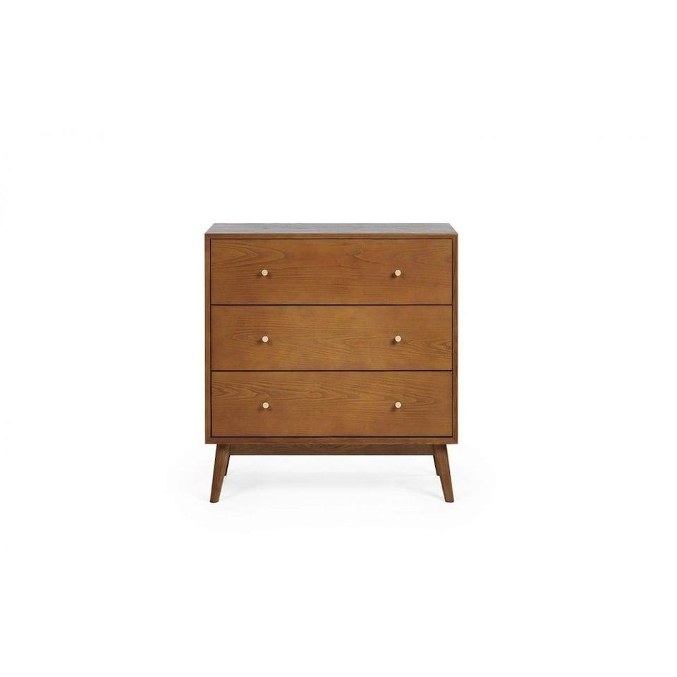 image 1 of Cherry Ash Wood Veneer Chest of Drawers - 3 Drawers