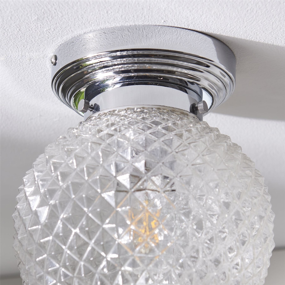 image 1 of Tropic - Chrome with Textured Glass IP44 Bathroom Ceiling Light