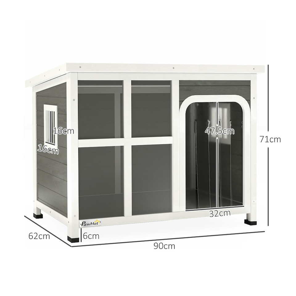 image 1 of PawHut Outdoor Wooden Dog Kennel w/ Openable Top, 90 x 62 x 71cm