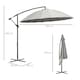 image 7 of Outsunny 3(m) Cantilever Shanghai Parasol w/ Crank Handle, Cross Base, Grey