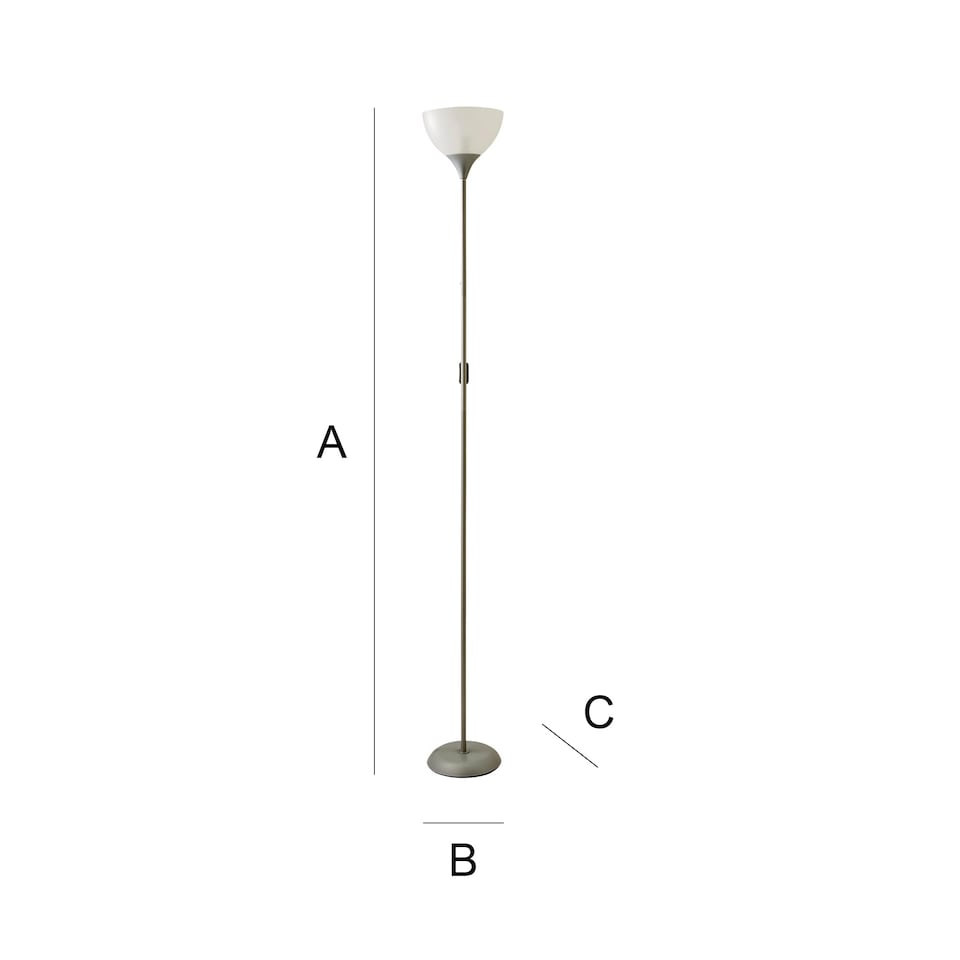 image 1 of ValueLights Dalby Chrome Single Uplighter Floor Lamp White Shade | Silver