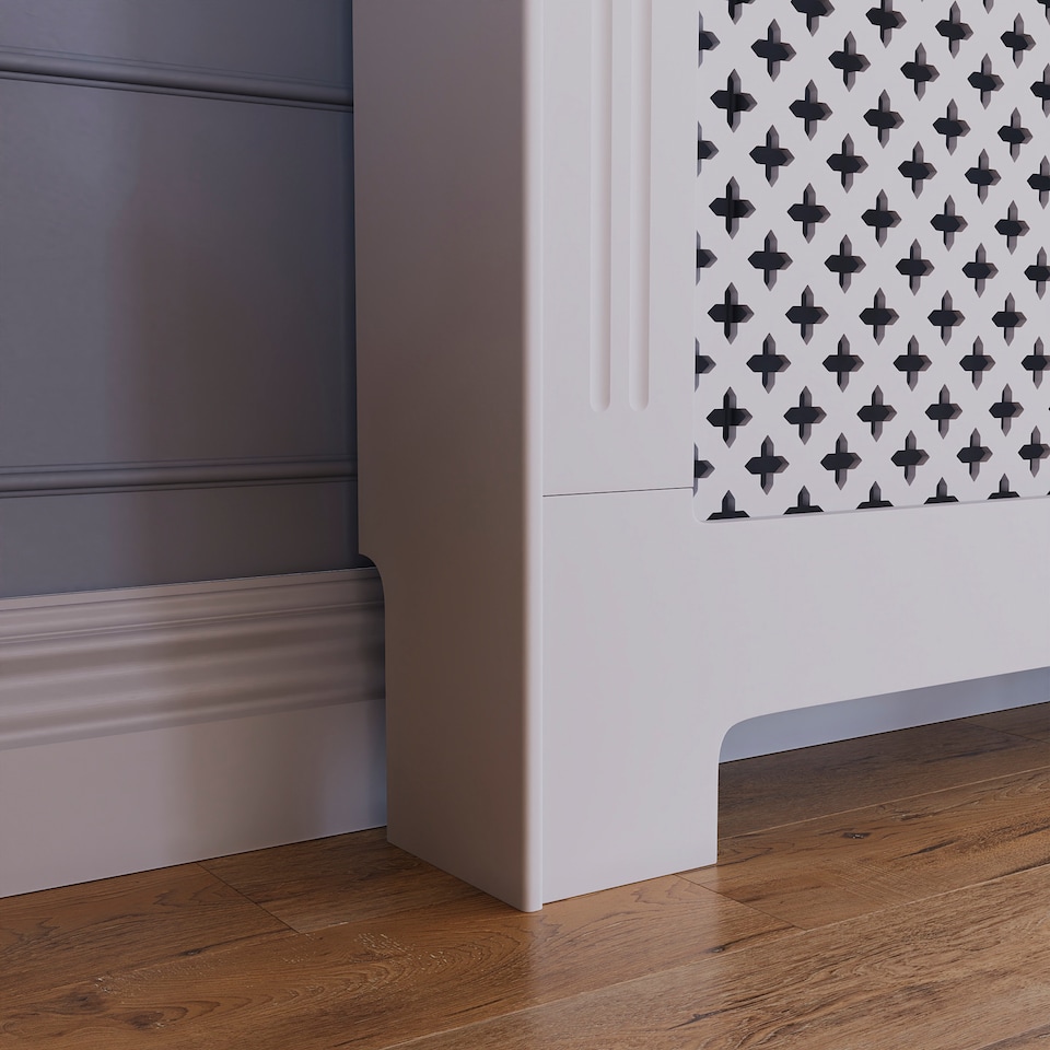 image 1 of Vida Designs Oxford Radiator Cover Painted MDF Cabinet, White, 152cm