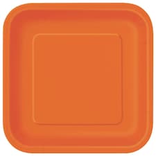16 PMPKN ORANGE 7IN SQUARE PLATE -  UNIQUE