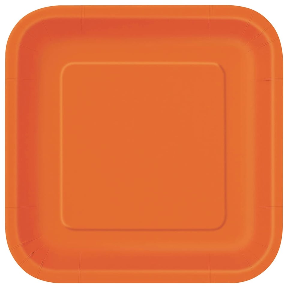 16 PMPKN ORANGE 7IN SQUARE PLATE -  UNIQUE