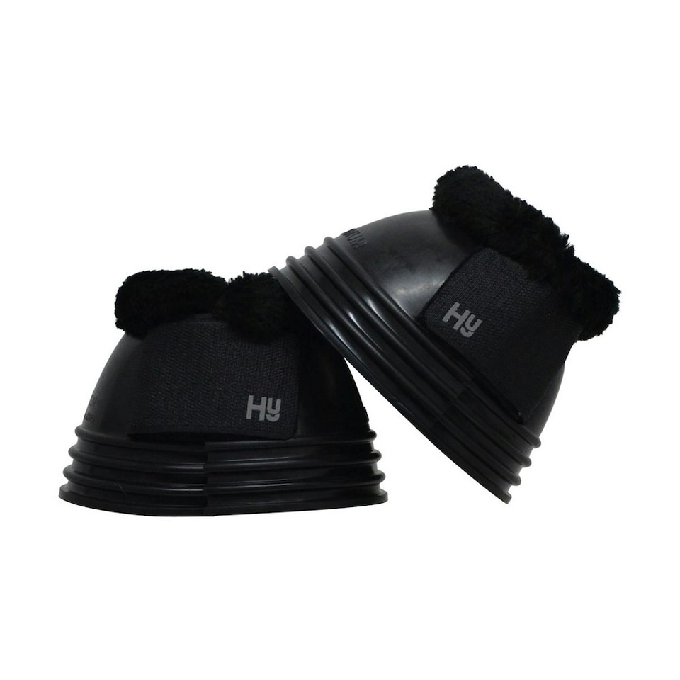 HyIMPACT Ringed Fleece Topped Over Reach Boots (One Pair) - Black - S