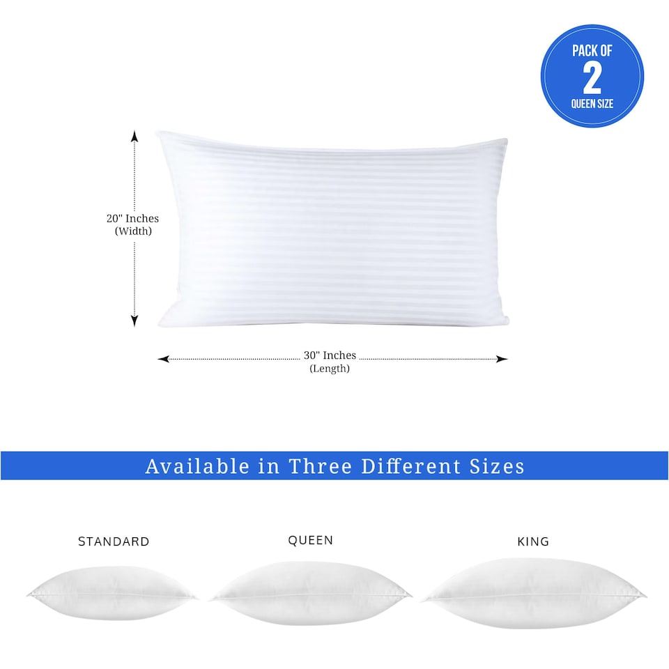 image 1 of Covers&All Down Alternative Pillows Queen Size Set of 2, Pillows For Sleeping, x, White