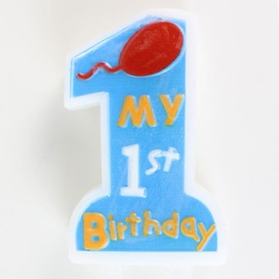 My First Birthday Blue Candle With Holder 11cm