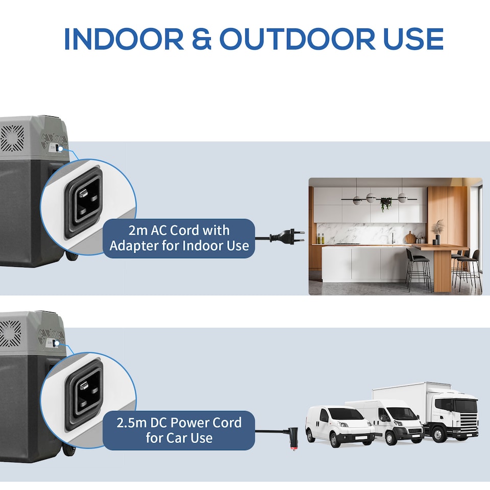 image 1 of HOMCOM Car Refrigerator, Portable 12, 24V 50L Fridge Freezer
