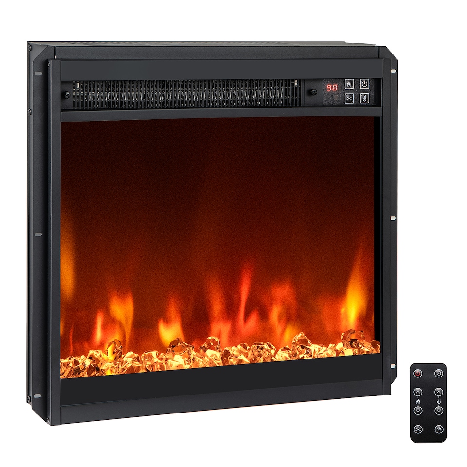image 1 of COSTWAY Electric Fireplace Insert Recessed Fireplace Black