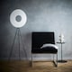 image 1 of Riley LED Tripod Floor Lamp White Fabric Shade and black tripod legs Black