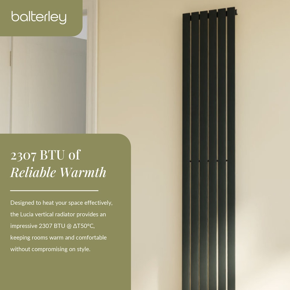 image 1 of Lucia Square Vertical Single Panel Radiator, 1800mm x 354mm Anthracite | Grey | Anthracite | 1