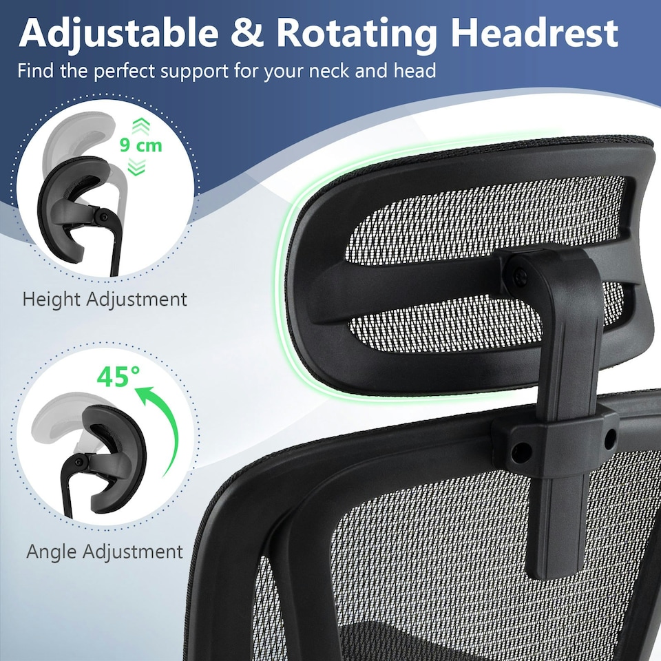 image 1 of COSTWAY Ergonomic Office Chair Swivel Computer Chair Black