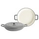 image 1 of Argon Tableware Cast Iron Shallow Casserole Dishes - Enameled Dutch Oven - Self-Basting Lid - Hob to Oven - 3.5 Litre - Slate Grey - Pack of 2 | Grey | Slate Grey