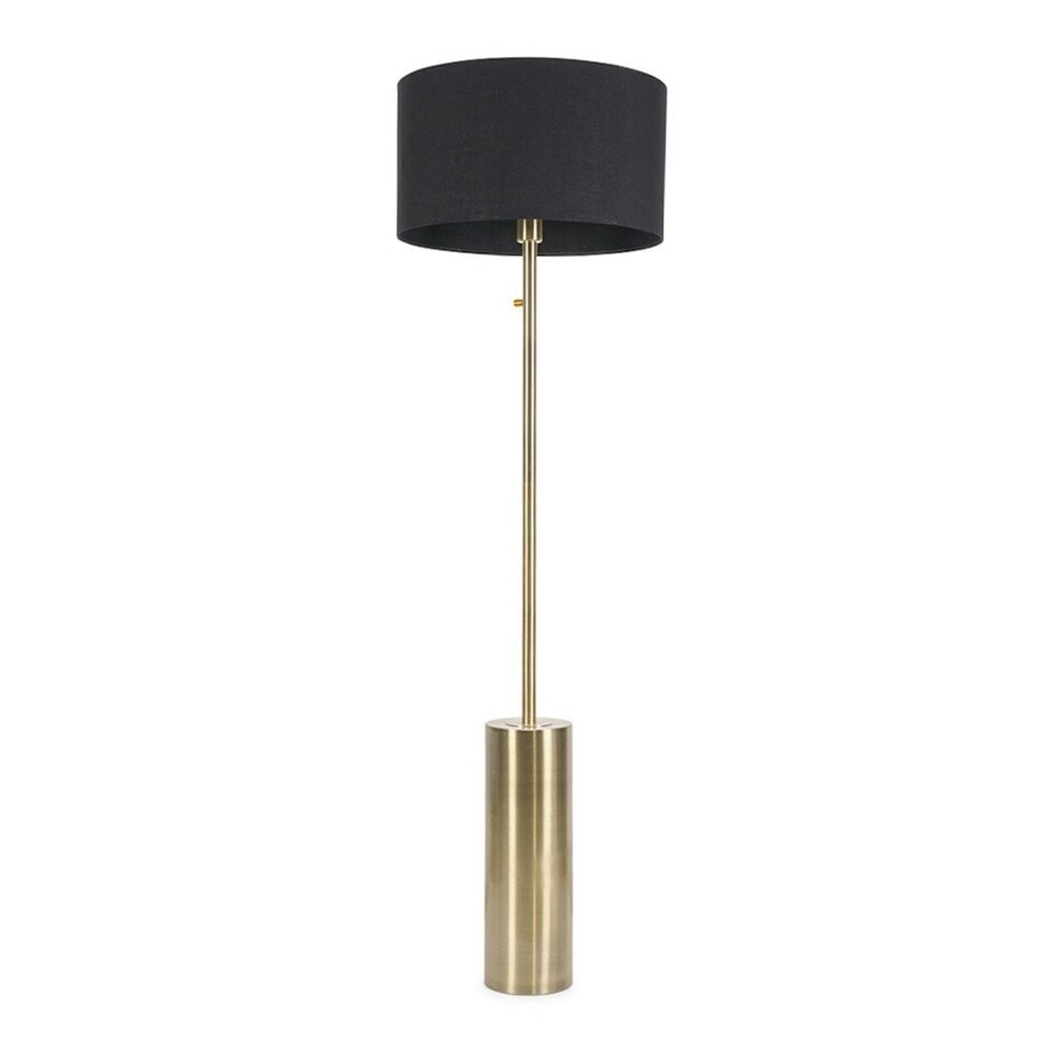 image 1 of ValueLights Lexy Antique Brass Dimmable Floor Lamp Black Shade | Black