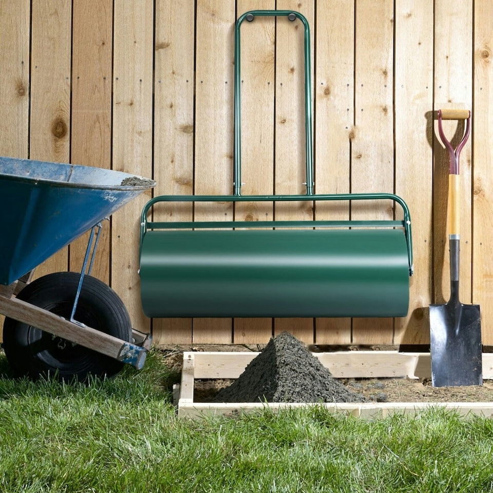 image 1 of COSTWAY 63L Steel Garden Lawn Roller Water Sand Filled