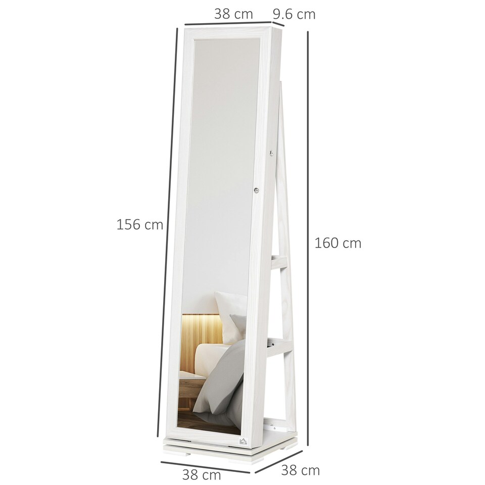 image 1 of HOMCOM Jewelry Cabinet Full Length Mirror 360 Swivel Jewelry Organizer