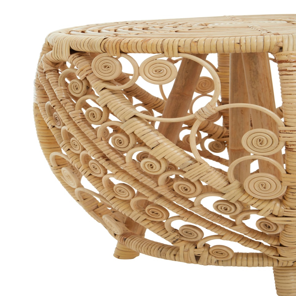 image 1 of Interiors by Premier Chic Design Large Natural Rattan Table, Versatile Coffee Table, Light Weight Cocktail Table, Side Table