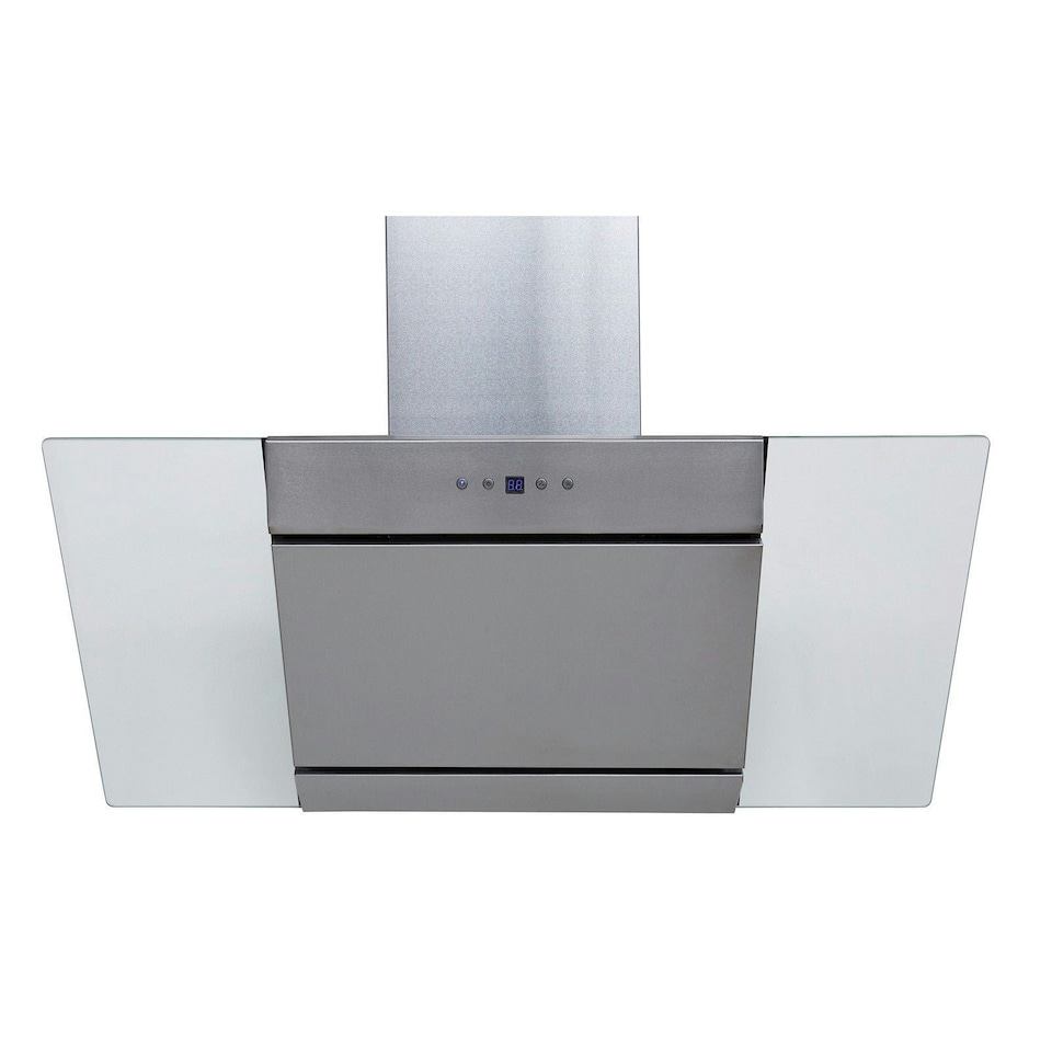 image 1 of SIA AGL91SS 90cm Angled Stainless Steel And Glass Chimney Cooker Hood Kitchen Extractor Fan With LED Lights