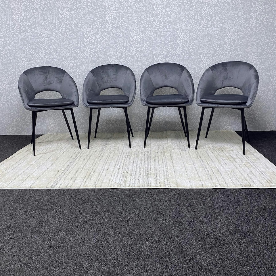 image 1 of Grey Velvet Dining Chairs Set of 4 Modern Metal Legs for Living Room and Office Grey