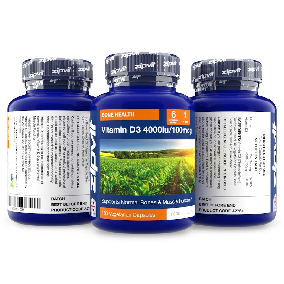 image 1 of Vitamin D3 4000 IU, 180 Softgels, 6-Month Supply, High Strength, Supports Immunity, Bones, Muscles & Teeth