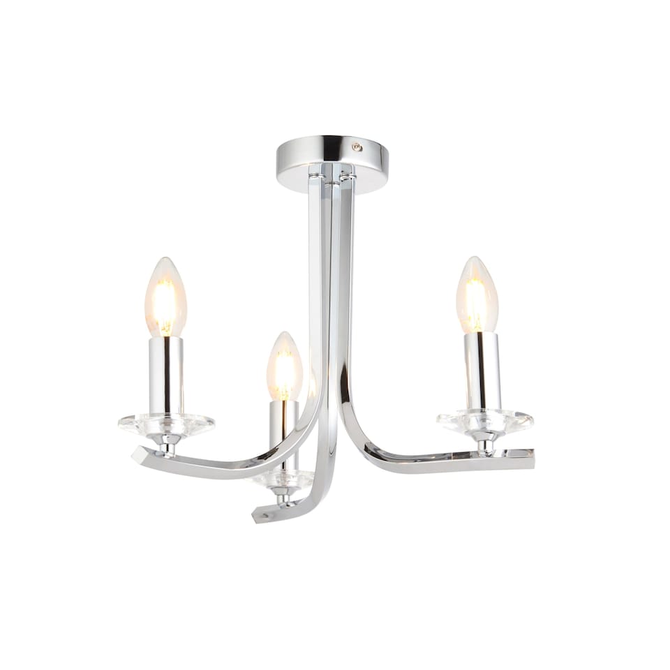 image 1 of Morden Polished Chrome Semi-Flush Ceiling Light