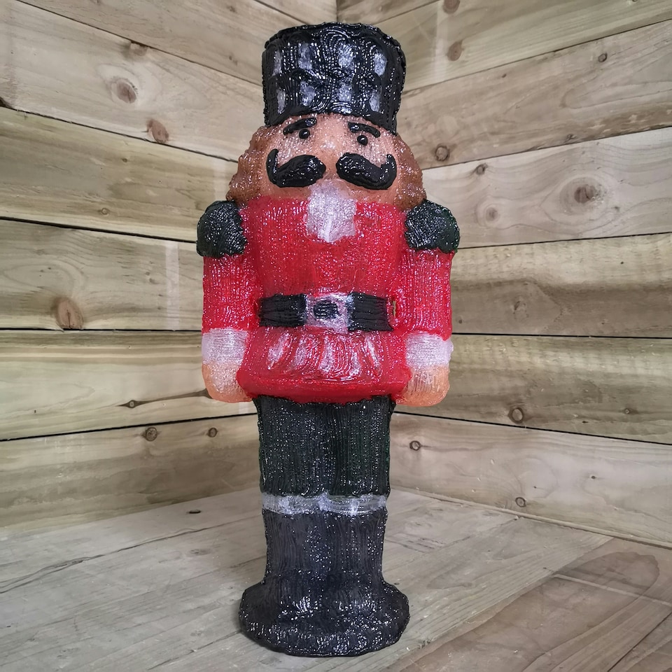 image 1 of 60 LED Acrylic Nutcracker Outdoor Christmas Decoration Cool White Light Up Garden Ornament
